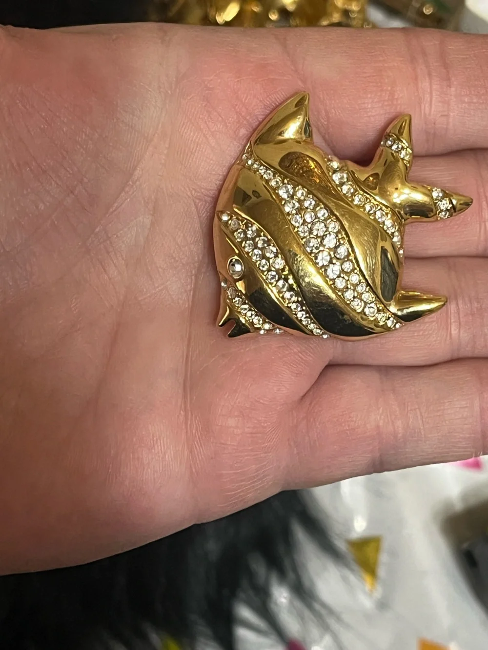Swarovski fish brooch